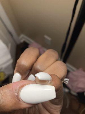 The nail lady filed my nail to shape and cut me when I told her she didn't even care or acknowledge it just kept saying the total .