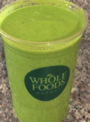 Green and Glowing smoothie is better to drink from the cup rather than from the paper straw, which collapses after a few sips