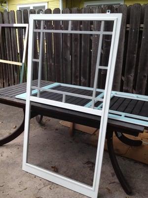 Interior Shot of our new wood window screens. We used Ultravue screen material and it is amazing how clear it is. (Copyrighted)