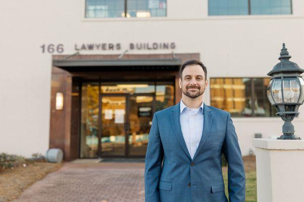 Christopher B Cahill out front at his workers' compensation law office