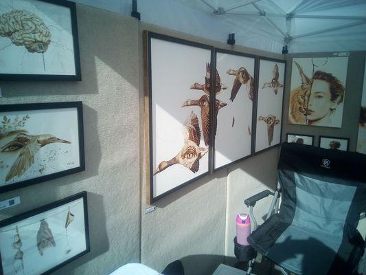 Viewing the art piece looking to see the paints thd one thing that caught my eye was all of the art was coffee done.