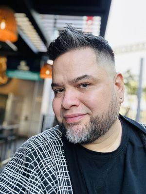 Haircut and beard trim by Sam.