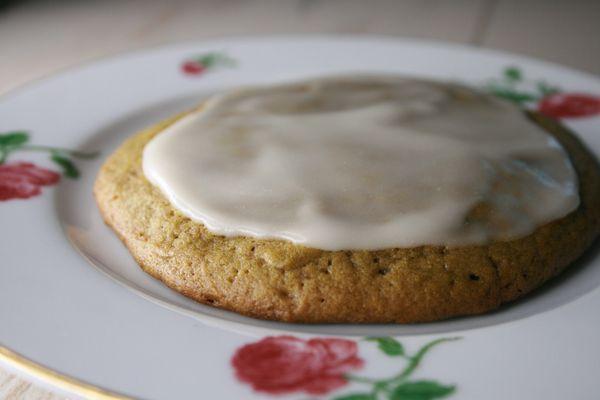 Our most popular menu item, the green tea cookie with jasmine icing.