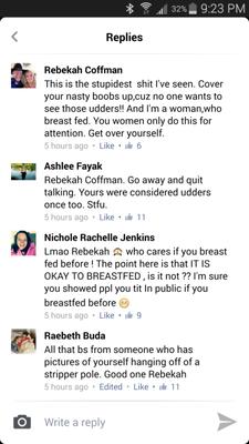 REBEKAH COFFMAN IS EMPLOYED HERE AND SPENDS DAYS ONLINE BASHING BREASTFEEDING WOMEN ON PRO-BREASTFEEDING FACEBOOK FORUMS.