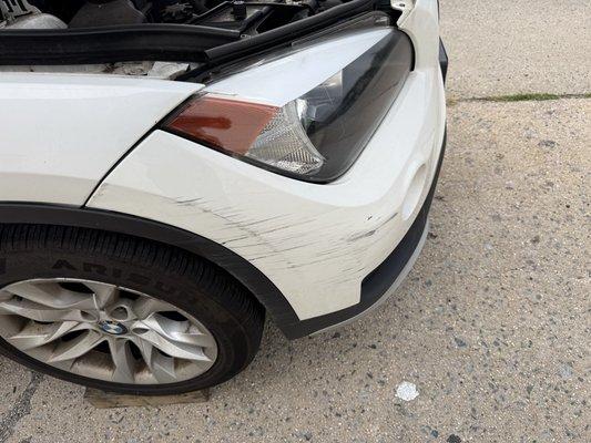 Damage from front fender