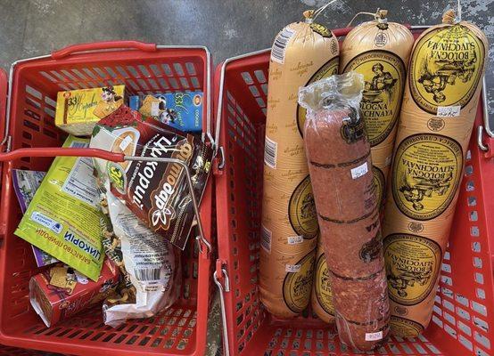 Meat, cookies, kolbasa