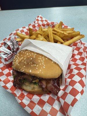 Double cheeseburger combo with bacon