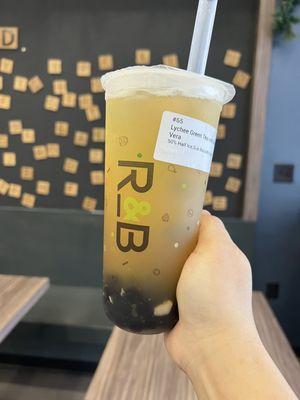 Lychee Green Tea with Aloe Vera sub boba