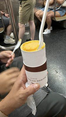 Mango sorbet/gelato. Not sure. But sooo good