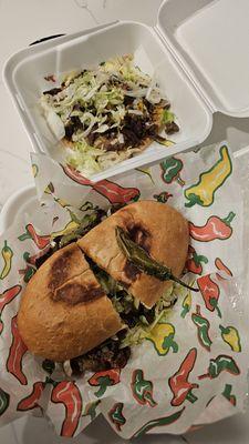 Carne Asada Tostada and Carne Asada Torta