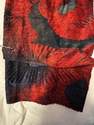 Sleeve with marker pins still in, showing the unfinished job.