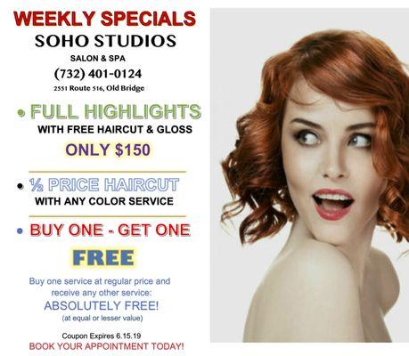 WEEKLY SPECIALS EVERY WEEK. CALL US TO FIND OUT WHATS GOING ON NEXT WEEK