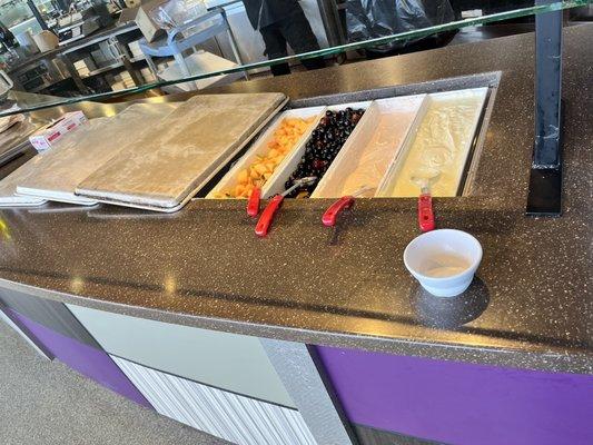 Yogurt and fruit section