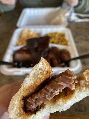 Their brisket was so good! And they give you 2 pieces of bread (and gave us 2 extra pieces for free!)