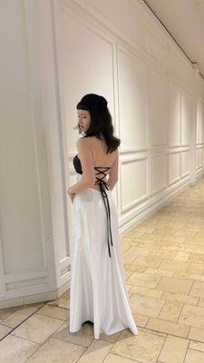 VIntage Jessica McClintock for Gunne Sax black and white colorblock gown (sold)