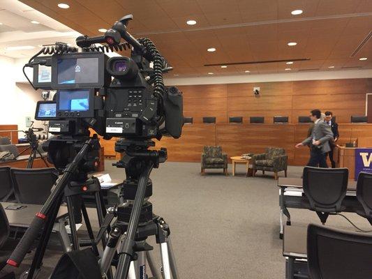 Getting ready to film former Senator Slade Gorton and current Wa AG Bob Furgeson