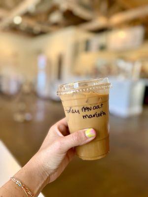 Honey lavender oat milk iced latte