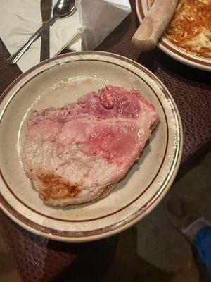 Pork steak; please check your food before consuming.