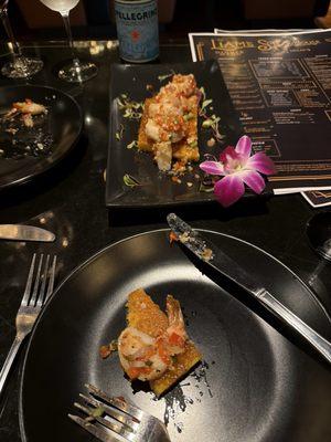 Garlic Shrimp on a bed of Polenta