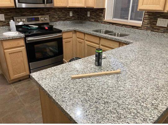 Bala white kitchen from World Stone and their 50/50 undermount sink