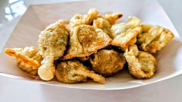 Chicken Dumplings. Good and they stay crispy the next day.