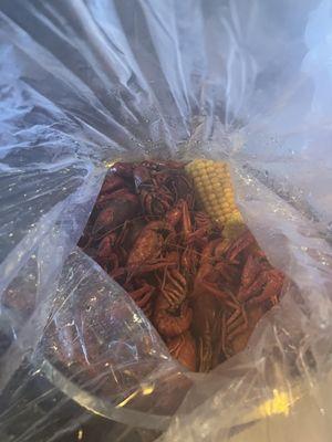 EXPENSIVE CRAWFISH ($28.00 ) two lbs with two potatoe and one corn