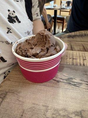 Single scoop chocolate ice cream