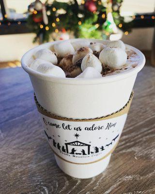 Hot chocolate! Add marshmallows if you want!