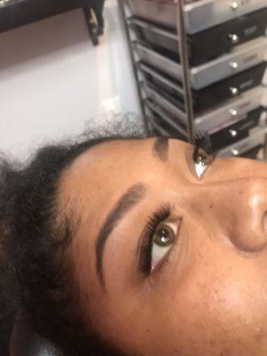Eyebrows threading/tint with cluster lashes!