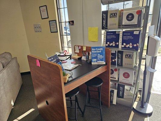 Front Desk at this furniture store.