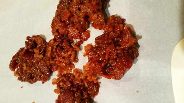Candied bacon: the magic that makes the maple bacon truffle awesome.