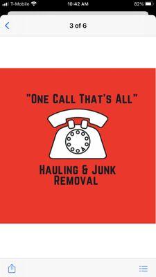 "One Call That's All" Hauling & Junk Removal