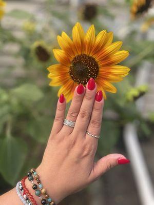 Gel X nails with OPI big apple red gel polish