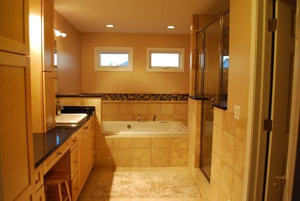 This is a beautiful bathroom remodel in Cary, IL. The entire bathroom was gutted, and all fixtures were relocated.