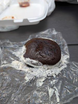 Opened Whoopie Pie - a little messy but good