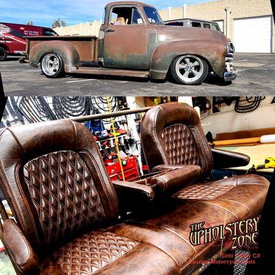 Chevy Truck w/custom made leather seat. Especially created & designed to meet custumer requirements.