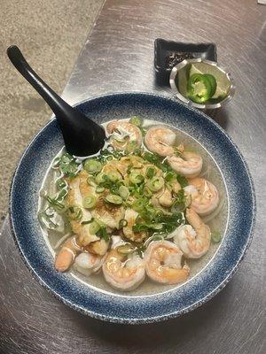 Chicken pho with extra shrimps