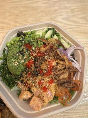 Custom poke with spicy tuna