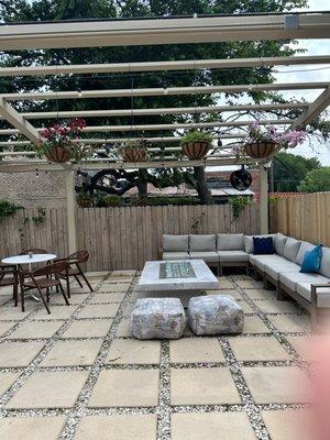 Two patios plus an outdoor bar