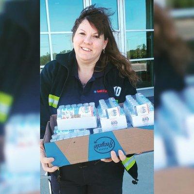 120 bottles of #handsanitizer donated, to the wonderful folks at @mecklenburgems! Thank you to you for keeping us safe!