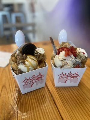 Two treats, caramel truffle ice cream