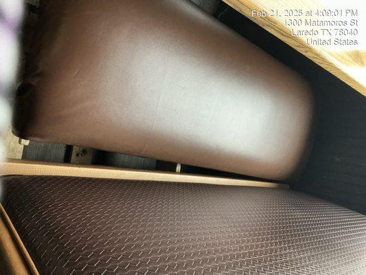 Broken seat almost fell through glad my service dog was there to catch me.