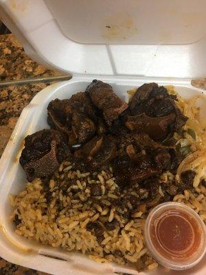 Ox Tail and rice and peas