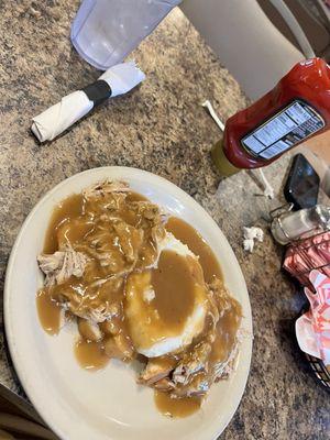 Open face pork sandwich