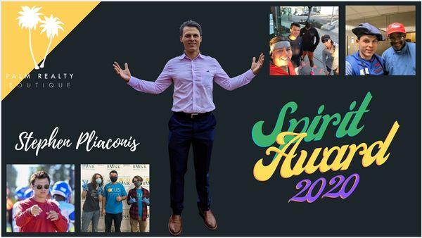 Awarded by Palm Realty Boutique for contributions in the community and embodiment of the Palm Realty Boutique spirit