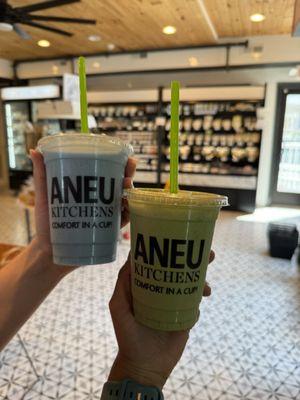 Blue Lagoon and Hide Tide smoothies