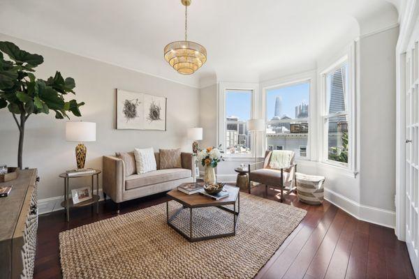 Living room view at 406 Vallejo, San Francisco, CA