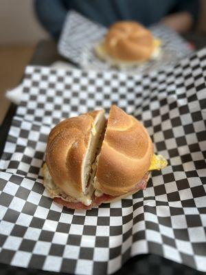 Pork roll Egg & Cheese on a roll