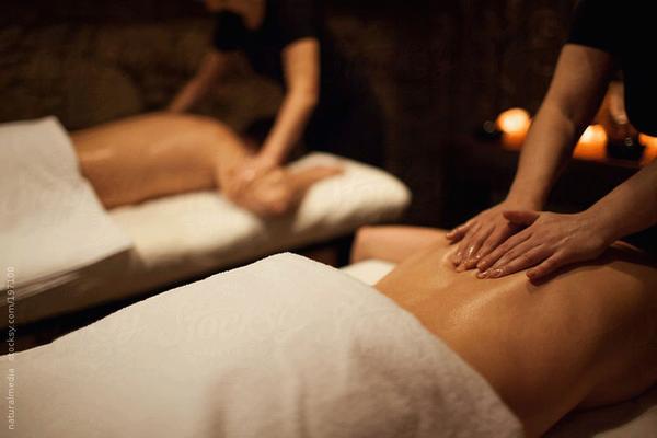 Couples massage with hot stones