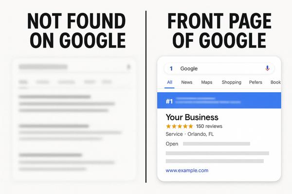 Our local SEO system gets businesses found on Google -- top 3 search ranking guaranteed or your money back. Orlando service pros welcome.